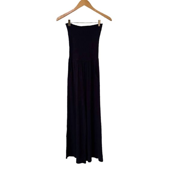 Love Tree Pants - Love Tree Jumpsuit Elastic Top Navy Wide Leg Pockets Waffle Knit, Size S